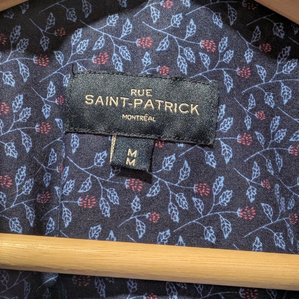Rue Saint-Patrick Medium Men's Blue Short Sleeve Shirt - Picture 2 of 2